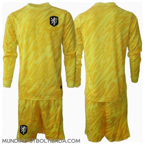 Camiseta Países Bajos Portero Segunda Equipación Replica Eurocopa 2024 para niños mangas largas (+ Pantalones cortos)